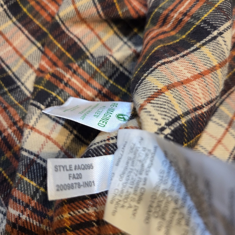 J Crew California Midweight Flannel Button Orange Plaid Slim Mens M Lumberjack - Picture 7 of 8